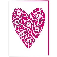 Sakura Cherry Blossom Heart Floral Greetings Card