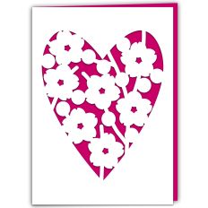 Cherry Blossom Sakura Floral Heart Greetings Card