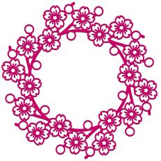 Sakura Cherry Blossom Wreath Circle Frame Garland Border