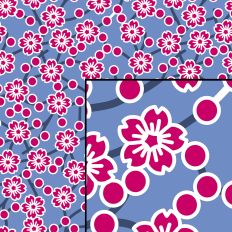 Sakura Cherry Blossom Seamless Pattern Pink Blue and White