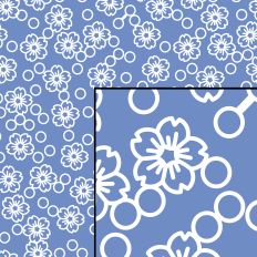 Blue and White Sakura Cherry Blossom Seamless Floral Pattern