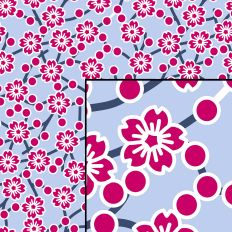Pink and Blue Sakura Cherry Blossom Seamless Tiling Pattern