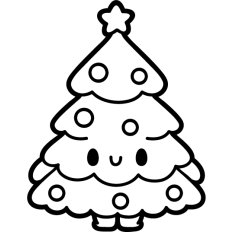 chibi christmas tree lineart