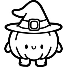 cute chibi pumpkin witch lineart