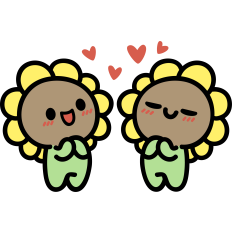 kawaii sunflowers in love