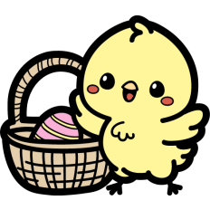 cute chick with an easter basket