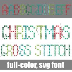 Christmas Cross Stitch Color Font