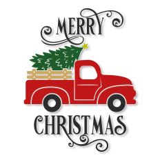 Christmas Red Truck with Christmas Tree