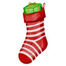 Christmas Stocking Red White Stripes Presents - Print and Cut