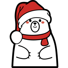 christmas polar bear with santa hat