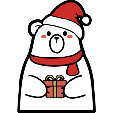 cute christmas bear with present