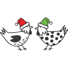 Chickens with Santa Hats