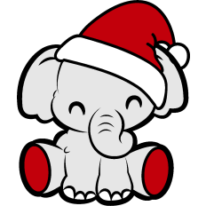 cute christmas elephant with santa hat