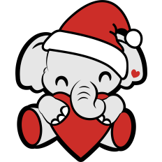 cute christmas elephant with heart