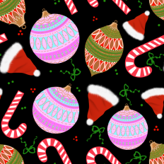Christmas bauble pattern paper - black