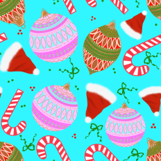 Christmas Bauble pattern paper - blue background
