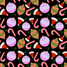 Christmas bauble pattern paper, smaller -black