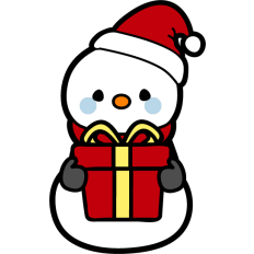 christmas snowmen with present