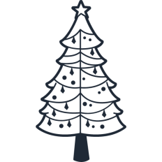 christmas aesthetic tree minimal lineart