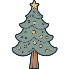 festive christmas tree decorated