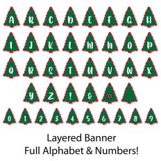 Layered Christmas Tree Banner Full Alphabet with Numbers