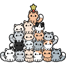 christmas tree made of cats