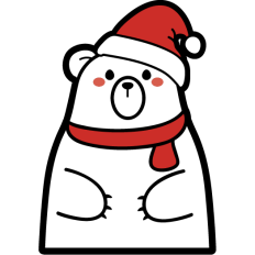 cute christmas polar bear with santa hat
