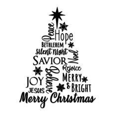 Christmas Tree Words, Jesus, Peace, Hope, Merry Christmas