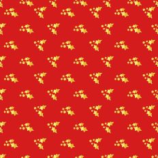 Sparkle Christmas - Gold Holly On Red 