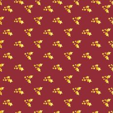 Sparkle Christmas - Gold Holly On Dk. Red