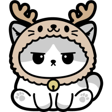 chubby grumpy cat with reindeer hat
