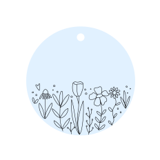 Circle Gift Tag with Sketched Wildflowers