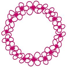 Clematis Blossom Flower Floral Wreath Border or Circle Frame