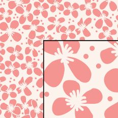 Clematis Flower Block Print Dusty Pink on Cream