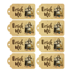 Alice in Wonderland Drink Me Alice Tags Print & Cut for Party Crafts