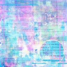 Aqua and lilac Alice in Wonderland watercolor background with vintage text overlays
