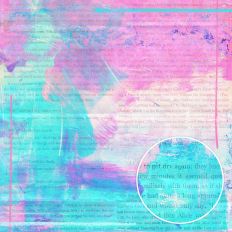Pink and turquoise Alice in Wonderland background with watercolor texture and vintage book overlay