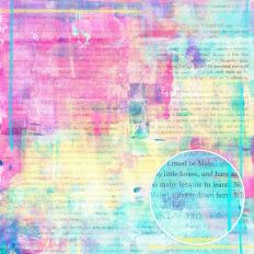 yellow and turquoise alice in wonderland mixed media background with layered vintage text and pastel watercolor texture