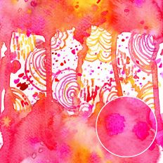 Yellow, red and pink watercolor abstract background with warm blended brush textures and expressive art journal style