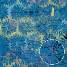 Prussian Blue Floral Gelli Grunge Printable Background