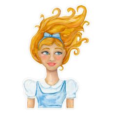 Alice in Wonderland Whimsical Blonde Hair Print & Cut Design