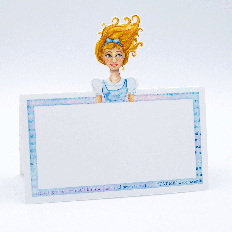 place card with watercolor alice character and coloured book text border