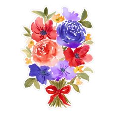 Red and Blue Watercolor Rose Mother's Day Bouquet Print and Cut Design
