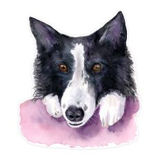 Watercolor Border Collie Dog Print and Cut by Clikchic Designs