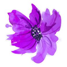 Bright Violet Watercolor Flower Print & Cut for Cards, Stickers & Scrapbooking