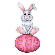 Watercolor Easter Bunny on Pink Egg Print & Cut for Cards, Stickers & Decorations