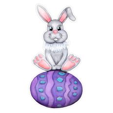 Watercolor Easter Bunny on Purple Egg Print & Cut for Cards, Stickers & Crafts