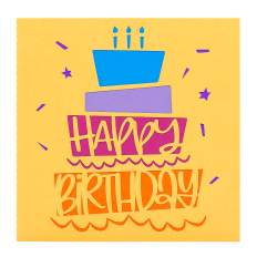 birthday cake svg card design with modern layered cake illustration