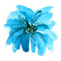 Cerulean Blue Watercolor Flower Print & Cut for Cards, Stickers & Scrapbooking