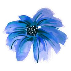 Cobalt Blue Watercolor Flower Print & Cut for Crafts